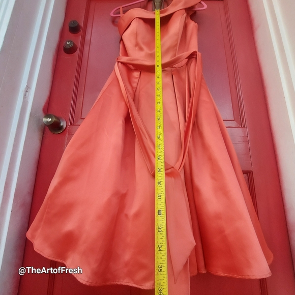 NWT Morilee Off the Shoulder Formal Orange Flounce Midi Formal Prom Dress - Picture 13 of 14